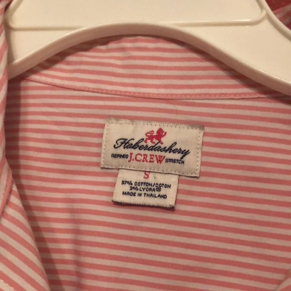J Crew Pink Strip Button Down Stretch Perfect size S